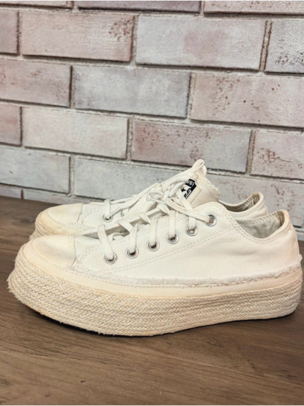 Converse Cream Platform Low Top Sneakers